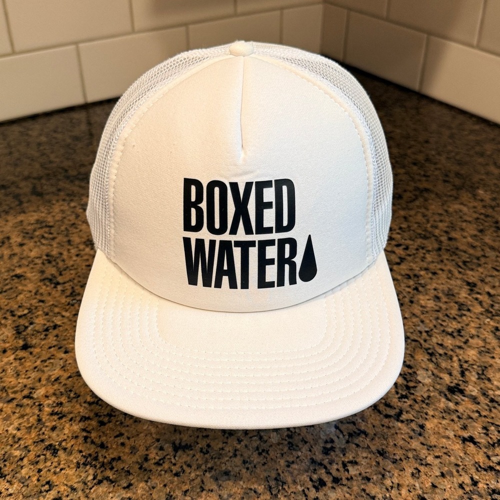 Boxed Water OTTO Trucker Hat Cap Adjustable White Flat Brim